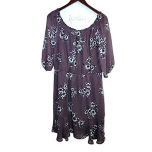 Maurices Gray Floral Elbow Sleeve Off The Shoulder Smocked Dress Size XL